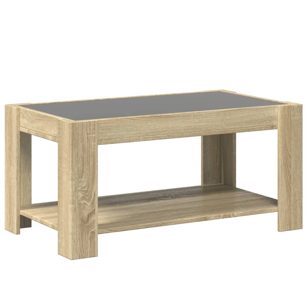 Tavolino Salotto con LED Rovere Sonoma 93x53x45 cm Multistrato | homemem39