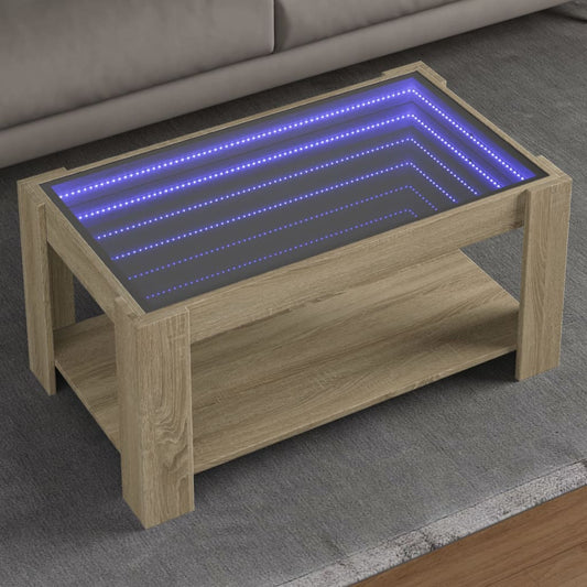 Tavolino Salotto con LED Rovere Sonoma 93x53x45 cm Multistrato | homemem39