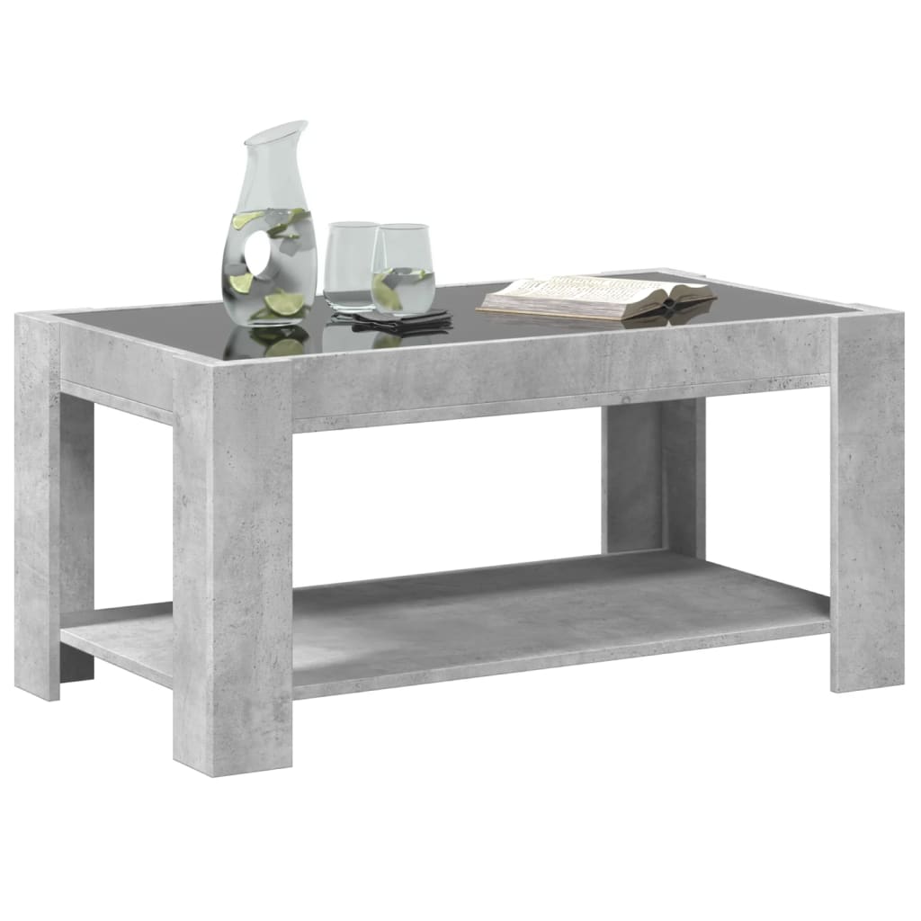 Tavolino Salotto con LED Grigio Cemento 93x53x45 cm Multistrato | homemem39