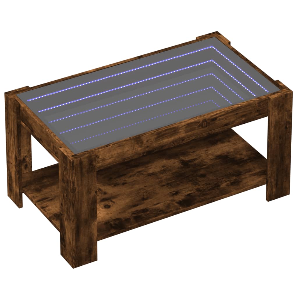 Tavolino Salotto con LED Rovere Fumo 93x53x45 cm Multistrato | homemem39