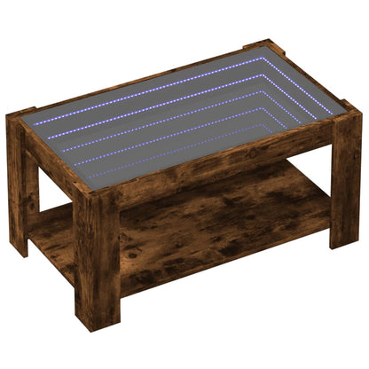 Tavolino Salotto con LED Rovere Fumo 93x53x45 cm Multistrato | homemem39