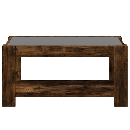 Tavolino Salotto con LED Rovere Fumo 93x53x45 cm Multistrato | homemem39