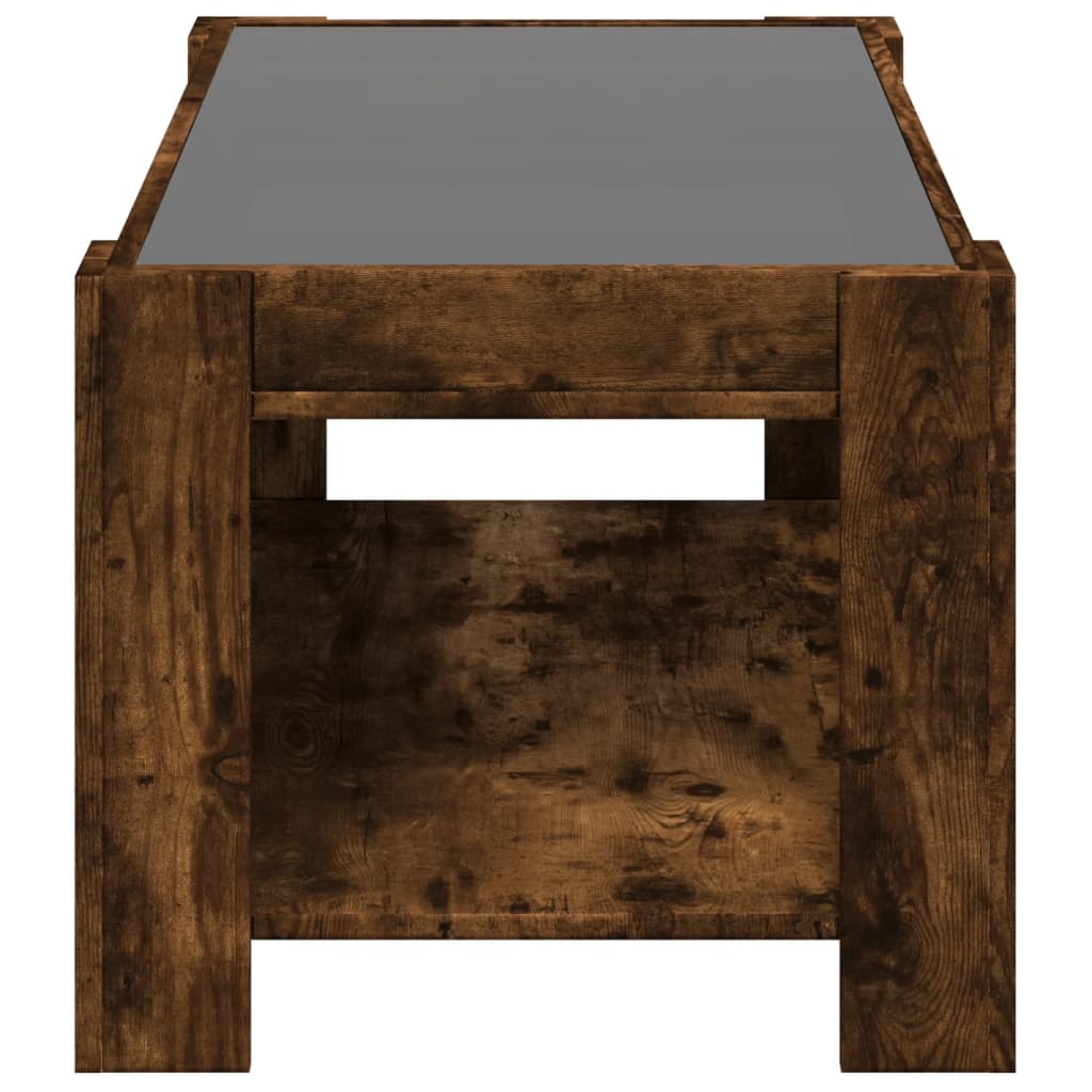 Tavolino Salotto con LED Rovere Fumo 93x53x45 cm Multistrato | homemem39