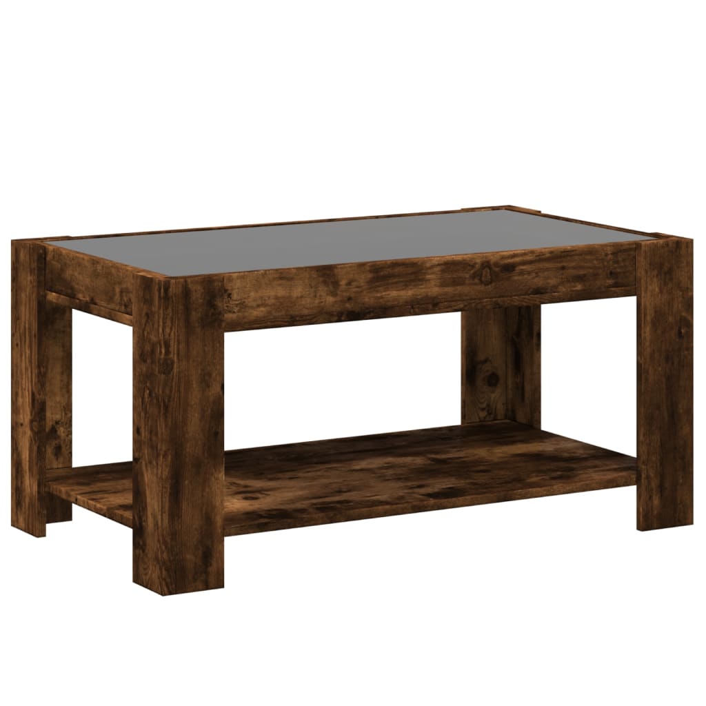 Tavolino Salotto con LED Rovere Fumo 93x53x45 cm Multistrato | homemem39