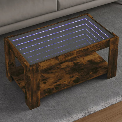 Tavolino Salotto con LED Rovere Fumo 93x53x45 cm Multistrato | homemem39