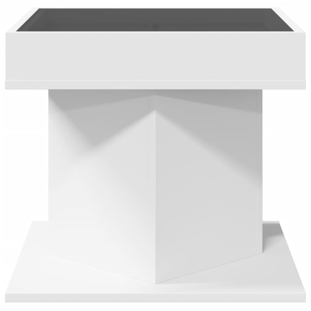 Tavolino Salotto con LED Bianco 50x50x45 cm Legno Multistrato