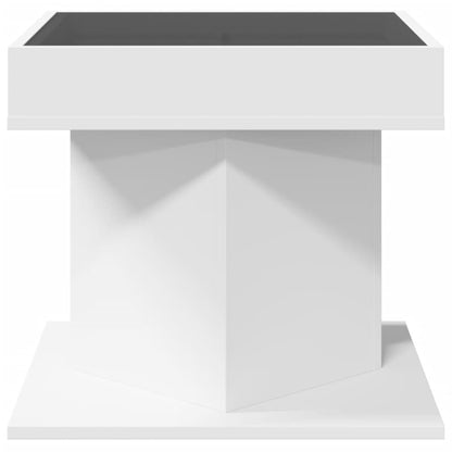 Tavolino Salotto con LED Bianco 50x50x45 cm Legno Multistrato