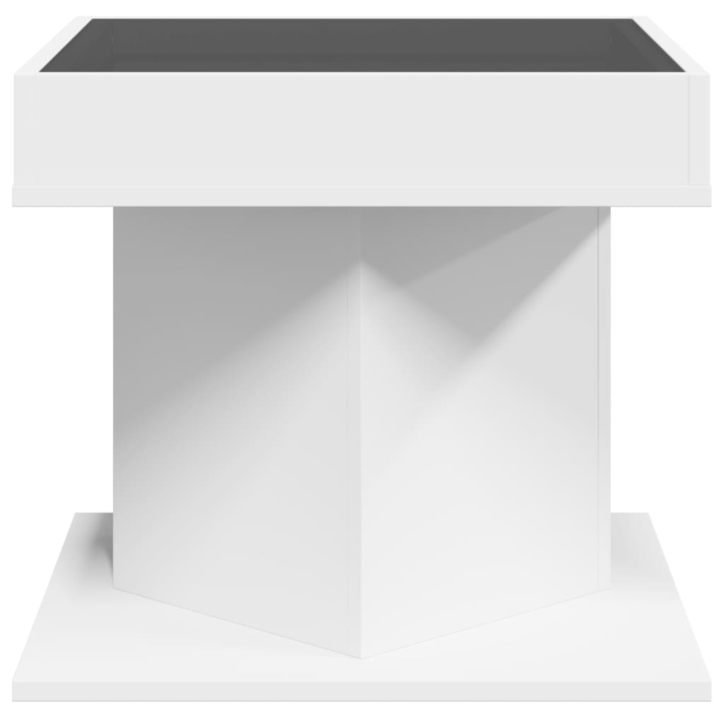 Tavolino Salotto con LED Bianco 50x50x45 cm Legno Multistrato