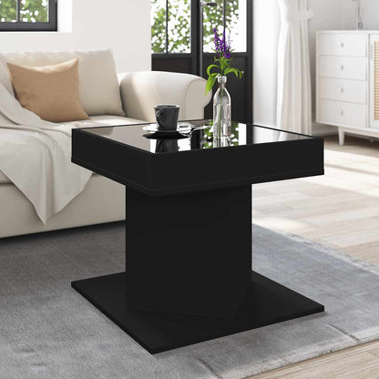 Tavolino Salotto con LED Nero 50x50x45 cm Legno Multistrato