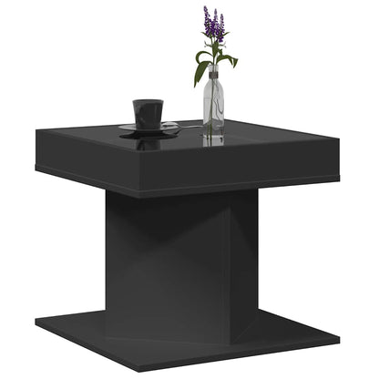 Tavolino Salotto con LED Nero 50x50x45 cm Legno Multistrato
