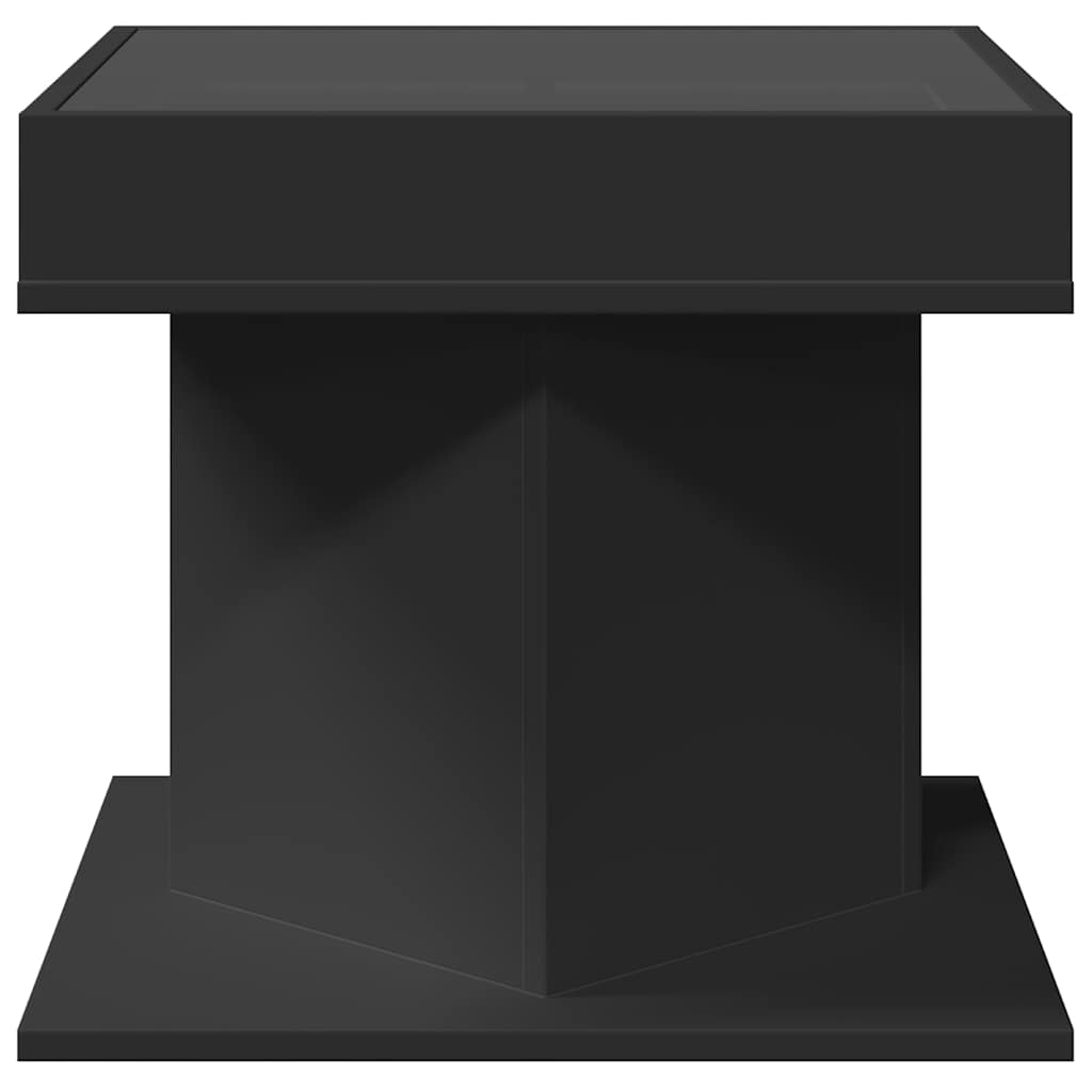 Tavolino Salotto con LED Nero 50x50x45 cm Legno Multistrato