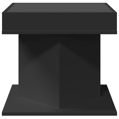 Tavolino Salotto con LED Nero 50x50x45 cm Legno Multistrato
