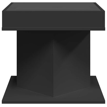 Tavolino Salotto con LED Nero 50x50x45 cm Legno Multistrato