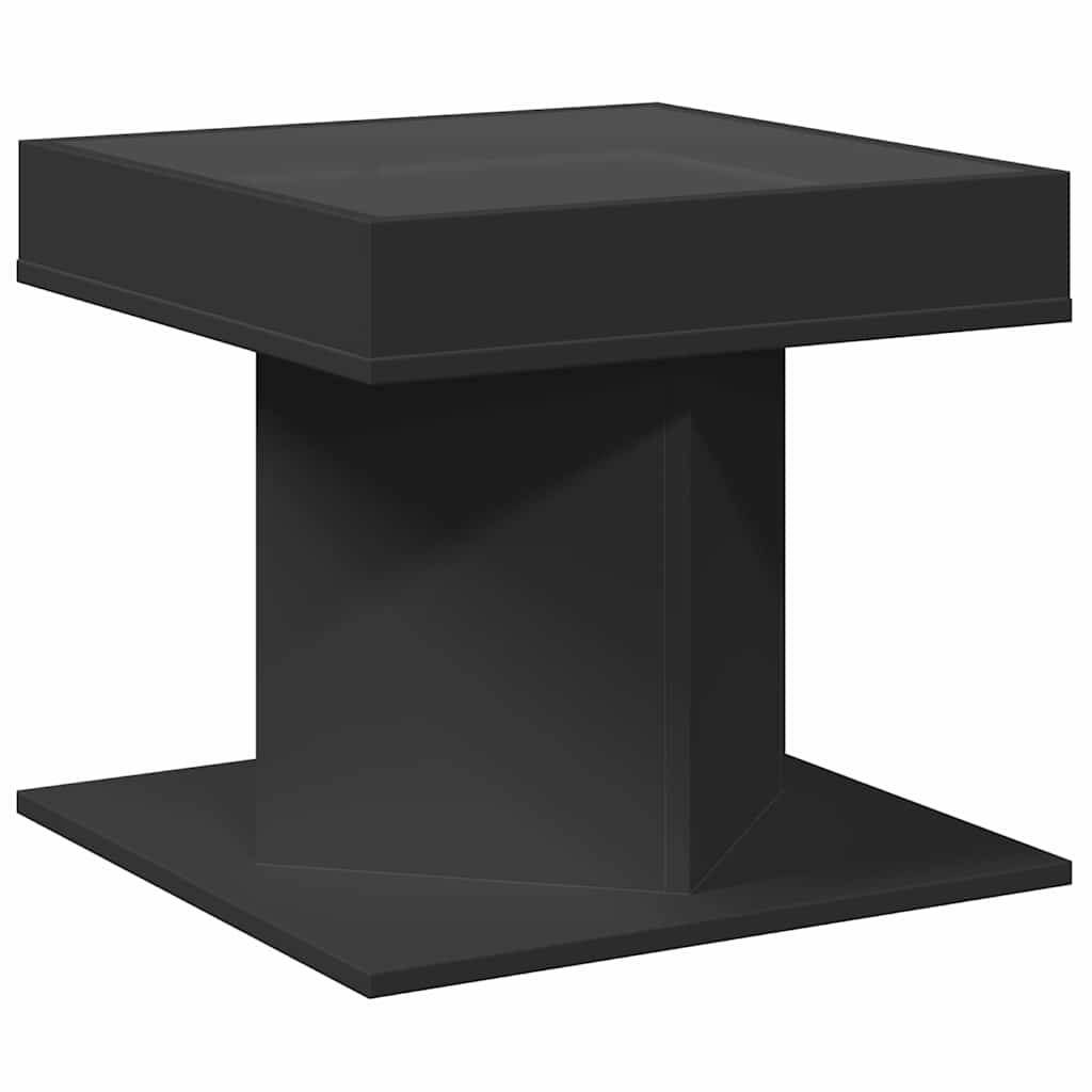 Tavolino Salotto con LED Nero 50x50x45 cm Legno Multistrato