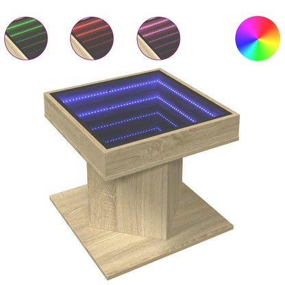 Tavolino Salotto con LED Rovere Sonoma 50x50x45 cm Multistrato | homemem39