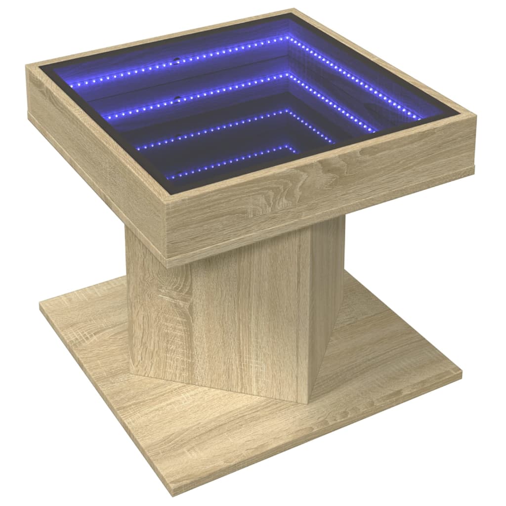 Tavolino Salotto con LED Rovere Sonoma 50x50x45 cm Multistrato | homemem39