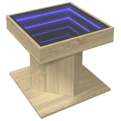 Tavolino Salotto con LED Rovere Sonoma 50x50x45 cm Multistrato | homemem39