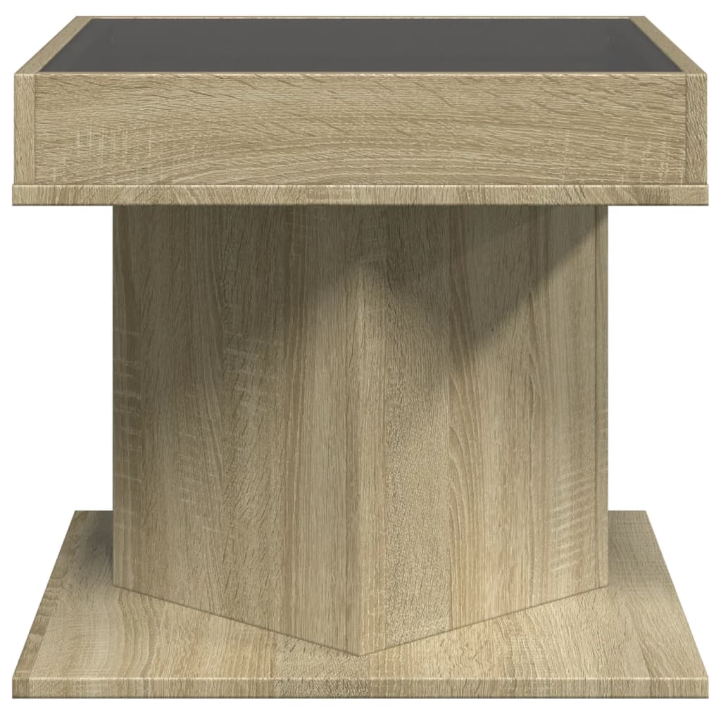 Tavolino Salotto con LED Rovere Sonoma 50x50x45 cm Multistrato | homemem39