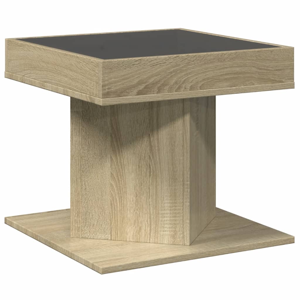 Tavolino Salotto con LED Rovere Sonoma 50x50x45 cm Multistrato | homemem39