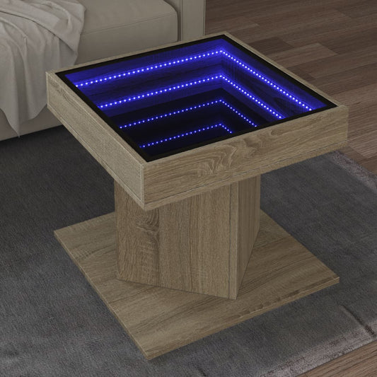 Tavolino Salotto con LED Rovere Sonoma 50x50x45 cm Multistrato | homemem39
