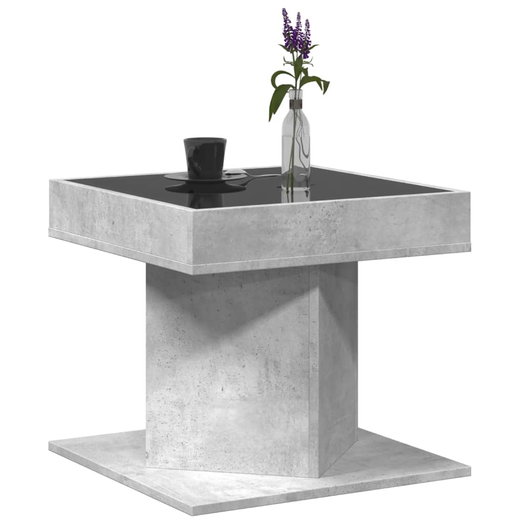Tavolino Salotto con LED Grigio Cemento 50x50x45 cm Multistrato | homemem39