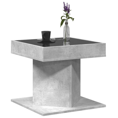 Tavolino Salotto con LED Grigio Cemento 50x50x45 cm Multistrato