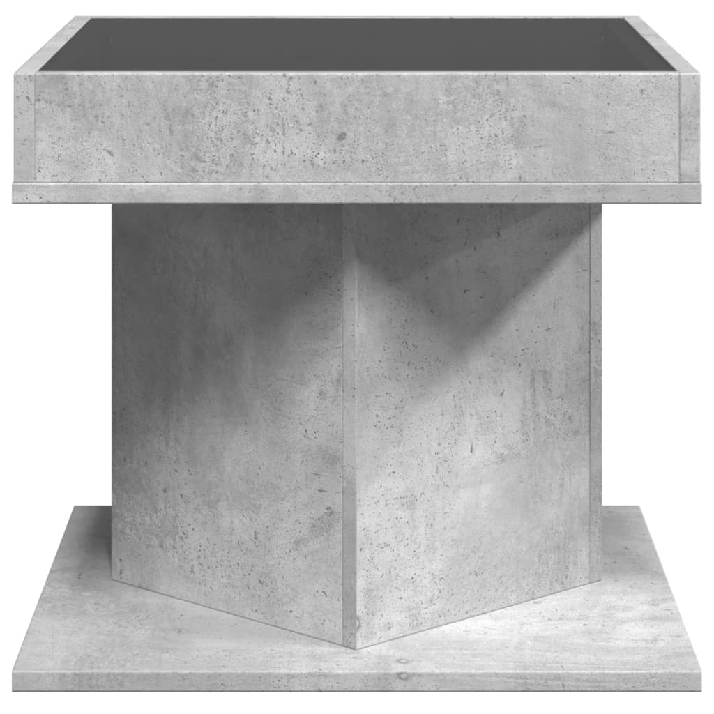 Tavolino Salotto con LED Grigio Cemento 50x50x45 cm Multistrato
