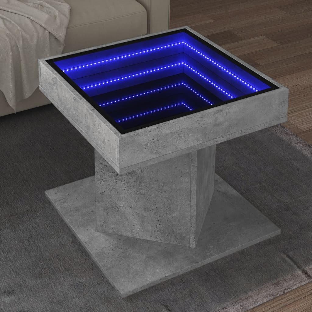 Tavolino Salotto con LED Grigio Cemento 50x50x45 cm Multistrato | homemem39