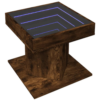 Tavolino Salotto con LED Rovere Fumo 50x50x45 cm Multistrato | homemem39