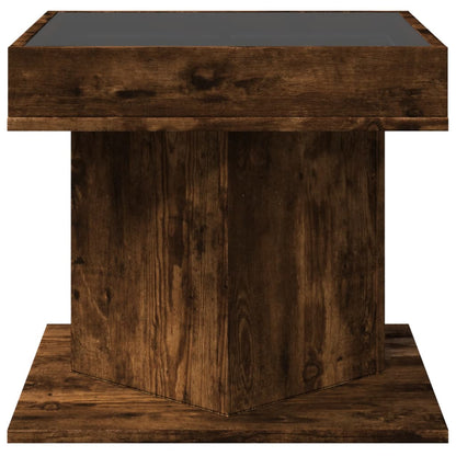 Tavolino Salotto con LED Rovere Fumo 50x50x45 cm Multistrato | homemem39