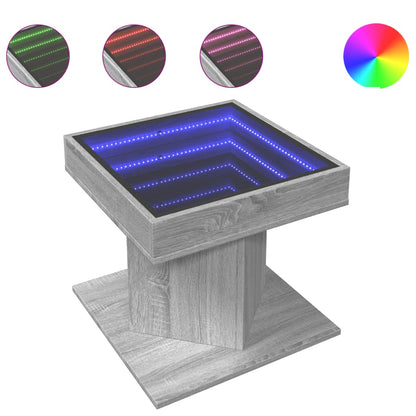 Tavolino Salotto con LED Grigio Sonoma 50x50x45 cm Multistrato | homemem39
