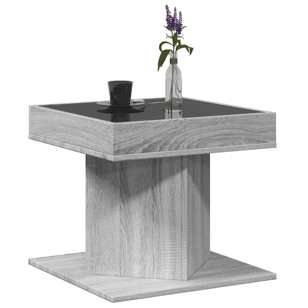 Tavolino Salotto con LED Grigio Sonoma 50x50x45 cm Multistrato | homemem39