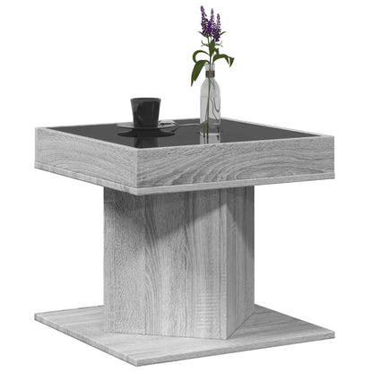 Tavolino Salotto con LED Grigio Sonoma 50x50x45 cm Multistrato | homemem39