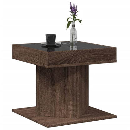 Tavolino Salotto con LED Rovere Marrone 50x50x45 cm Multistrato | homemem39