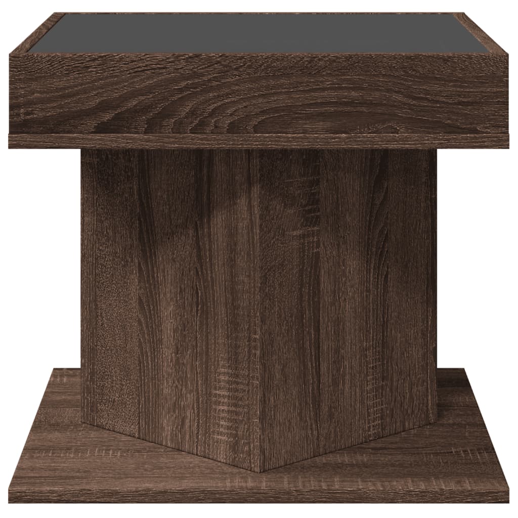 Tavolino Salotto con LED Rovere Marrone 50x50x45 cm Multistrato | homemem39
