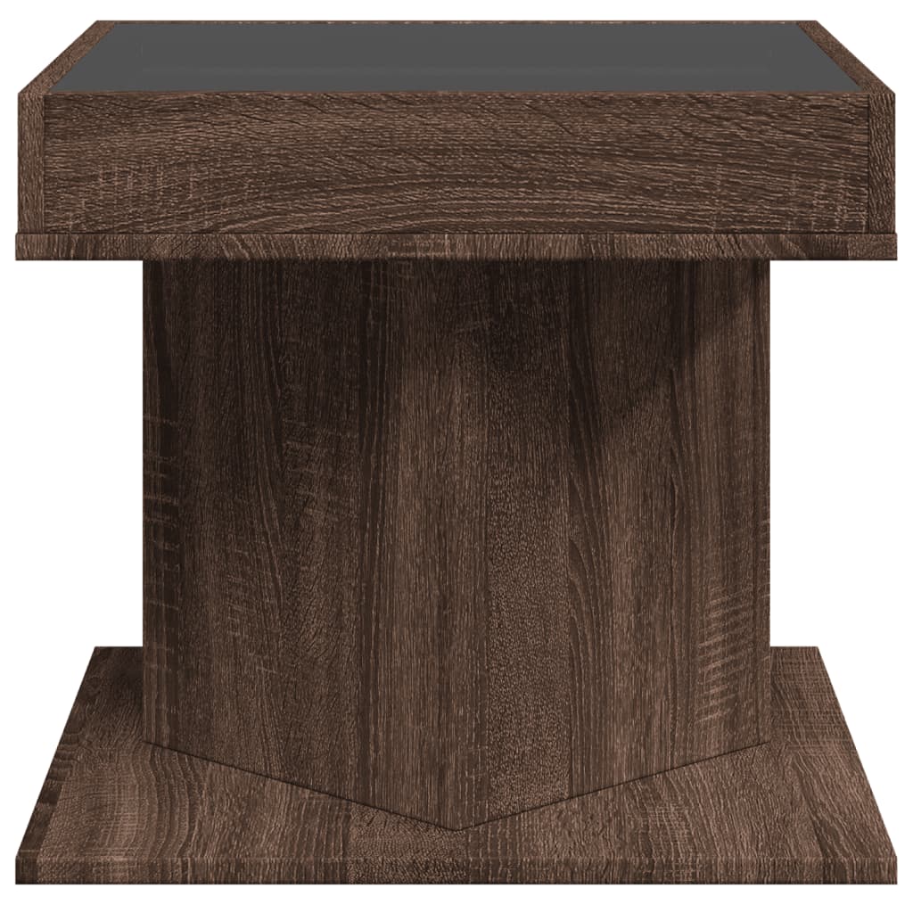 Tavolino Salotto con LED Rovere Marrone 50x50x45 cm Multistrato | homemem39