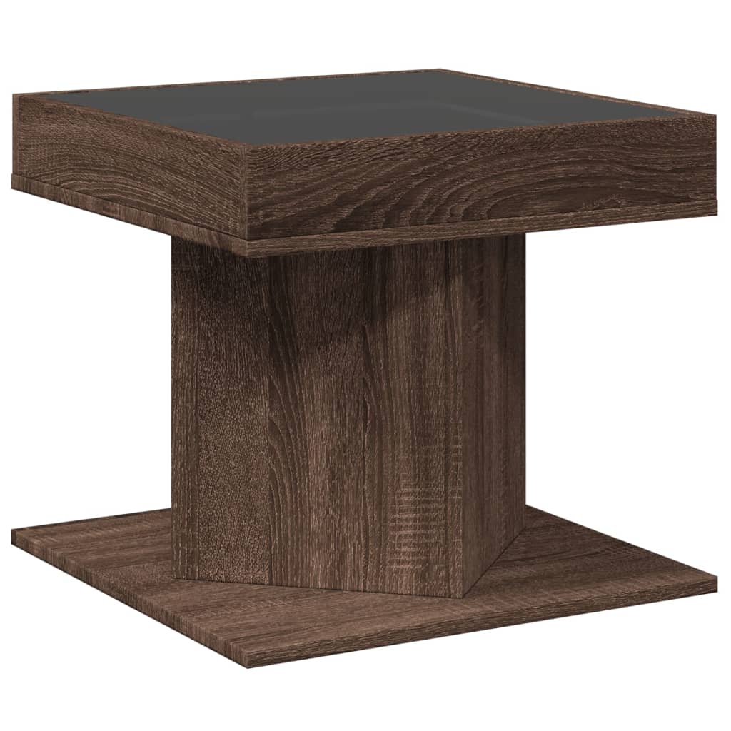 Tavolino Salotto con LED Rovere Marrone 50x50x45 cm Multistrato | homemem39