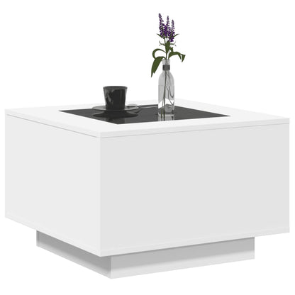 Tavolino Salotto con LED Bianco 60x60x40 cm Legno Multistrato | homemem39