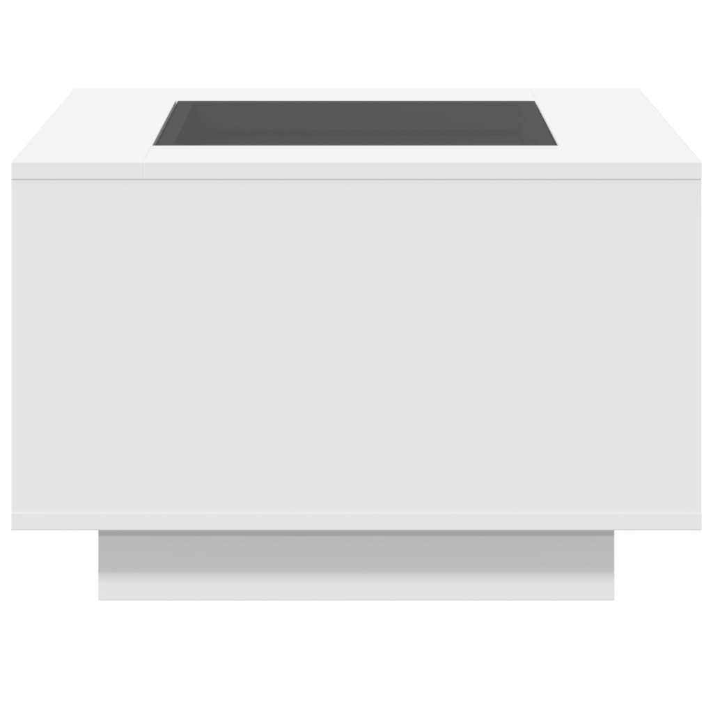 Tavolino Salotto con LED Bianco 60x60x40 cm Legno Multistrato