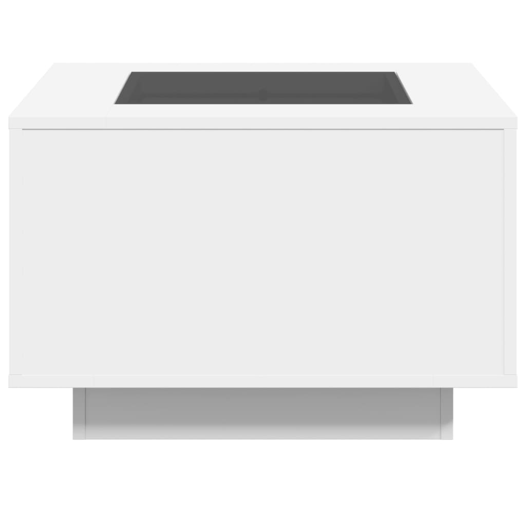 Tavolino Salotto con LED Bianco 60x60x40 cm Legno Multistrato | homemem39