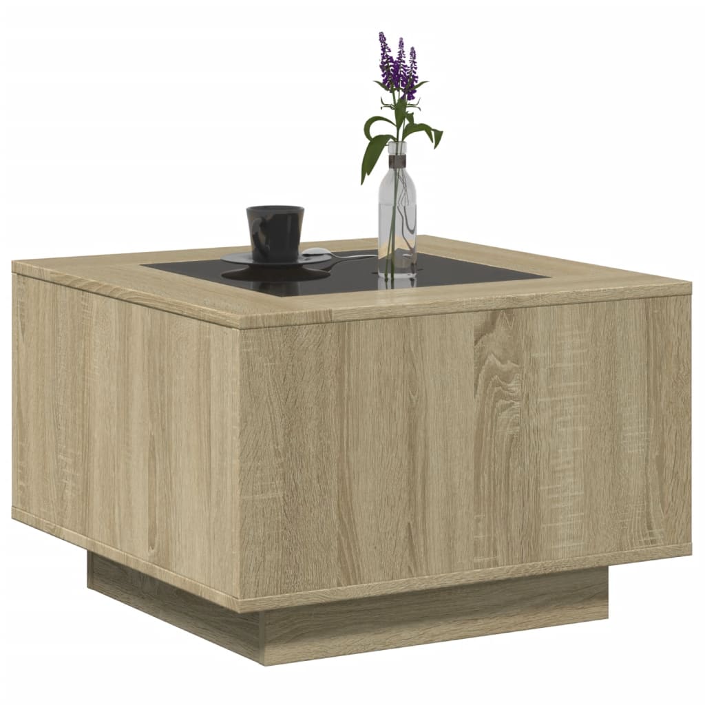 Tavolino Salotto con LED Rovere Sonoma 60x60x40 cm Multistrato