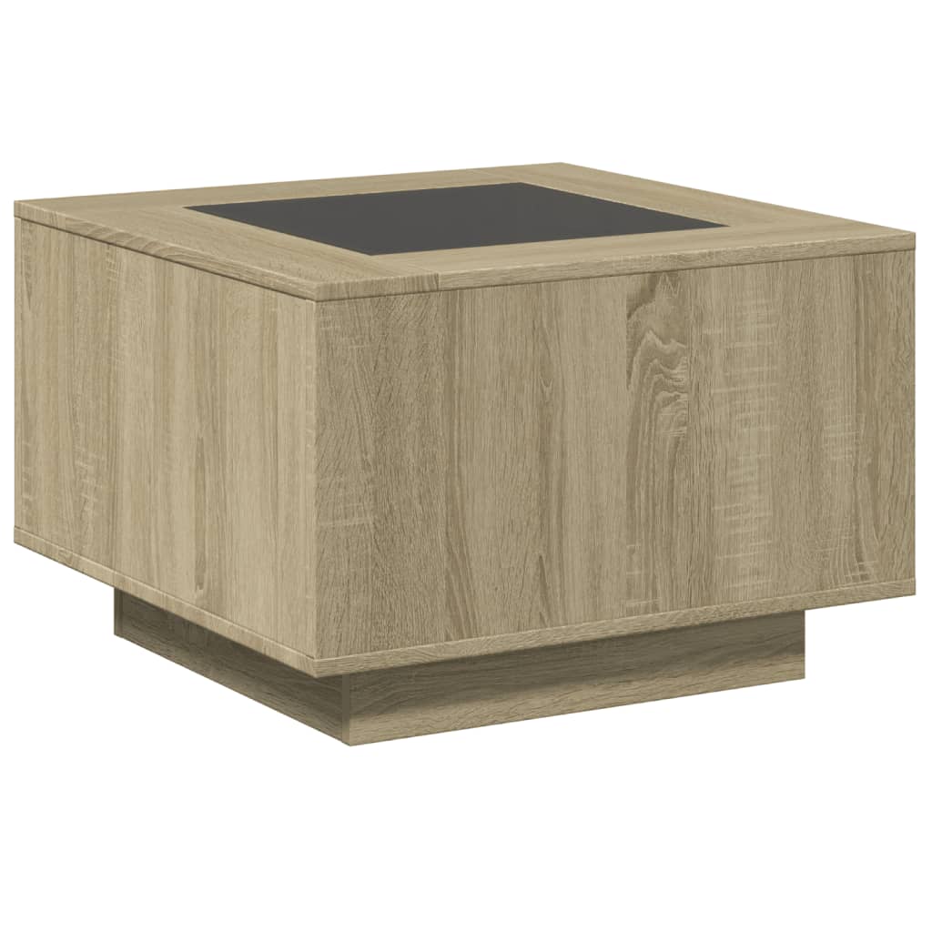 Tavolino Salotto con LED Rovere Sonoma 60x60x40 cm Multistrato