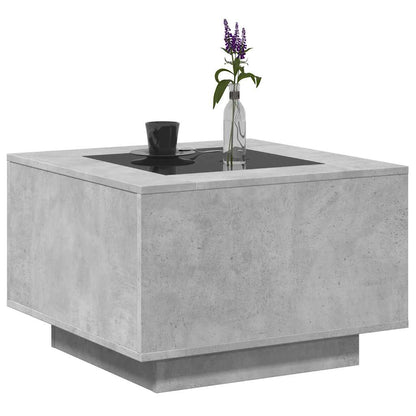 Tavolino Salotto con LED Grigio Cemento 60x60x40 cm Multistrato