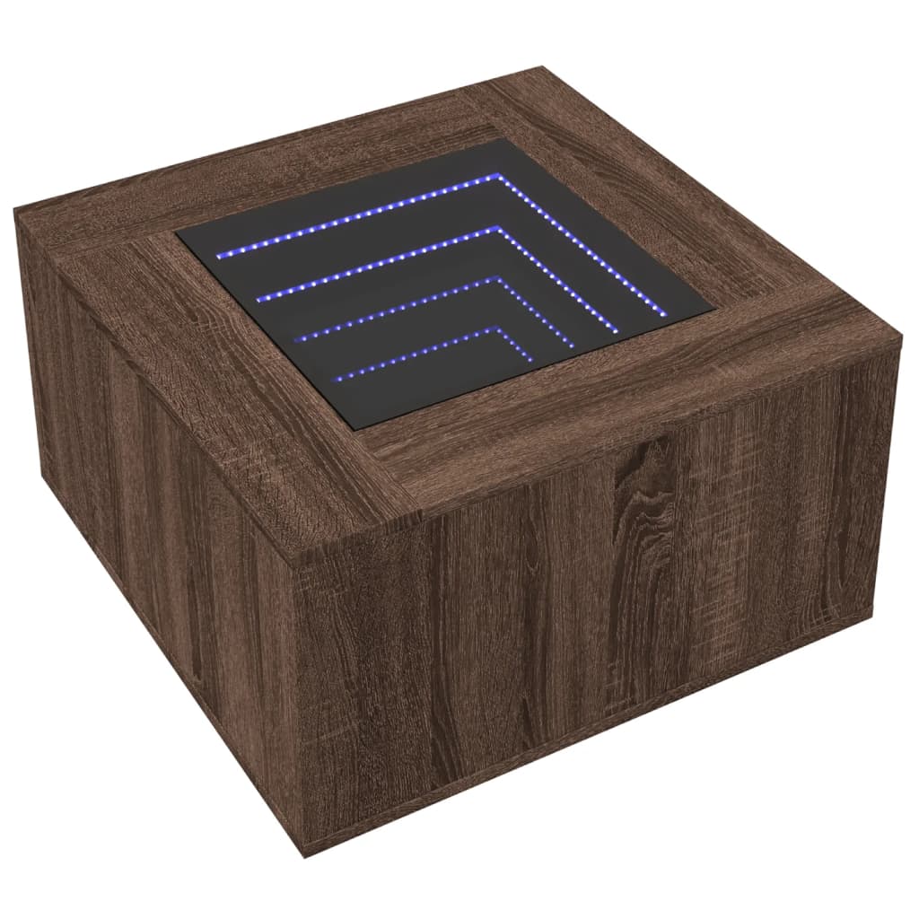 Tavolino Salotto con LED Rovere Marrone 60x60x40 cm Multistrato | homemem39