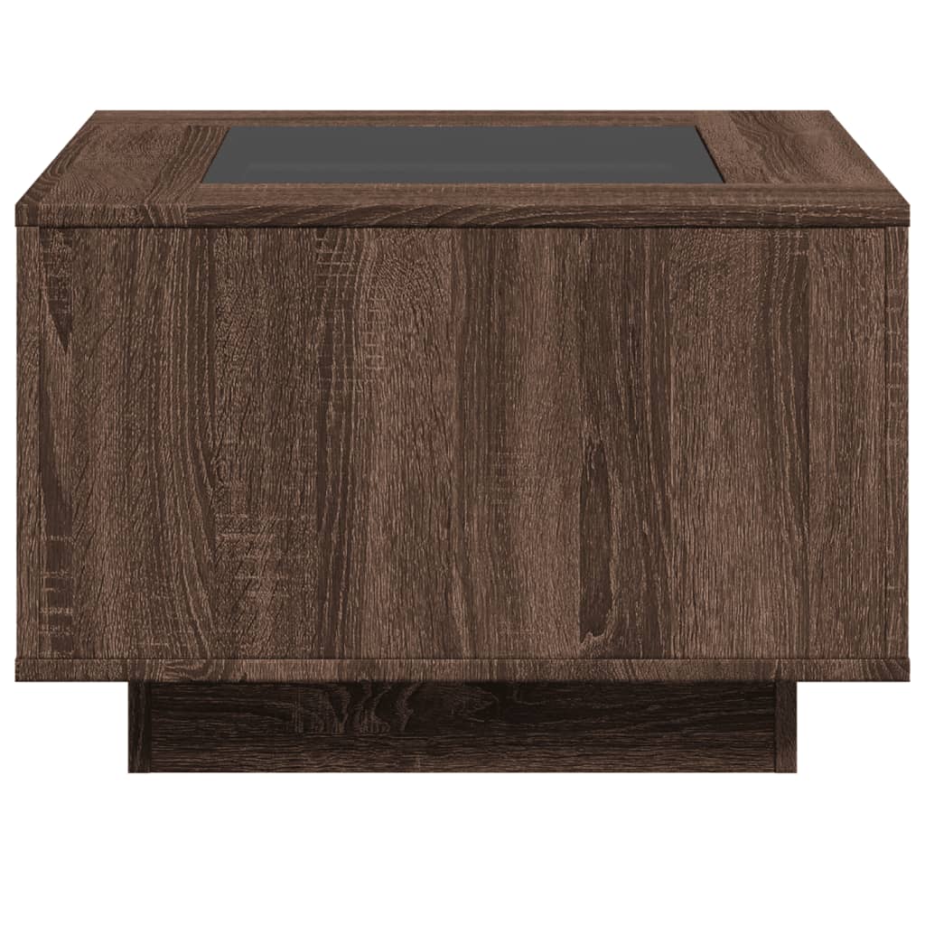Tavolino Salotto con LED Rovere Marrone 60x60x40 cm Multistrato | homemem39