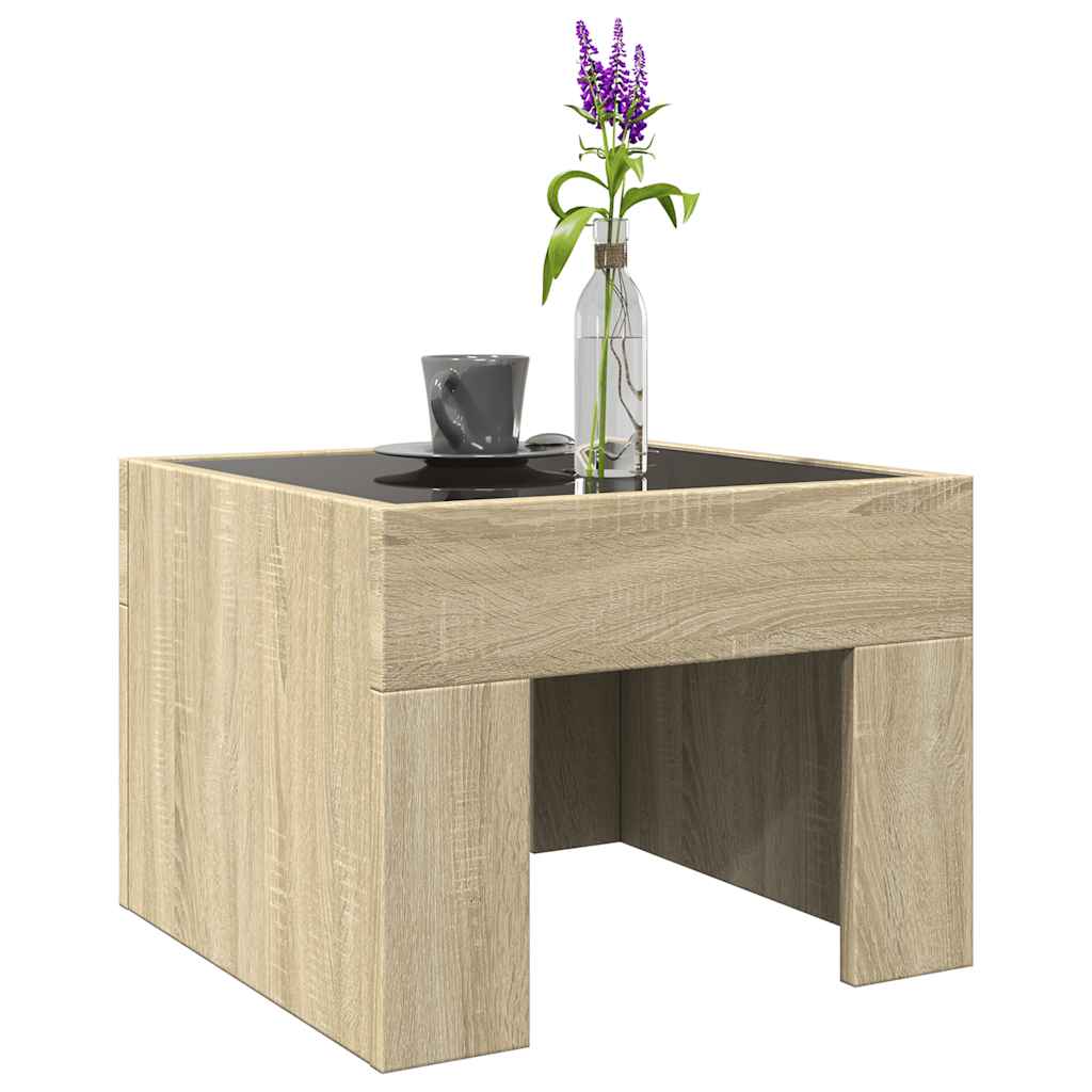 Tavolino da Salotto con LED Infinity Rovere Sonoma 40x40x30 cm | homemem39
