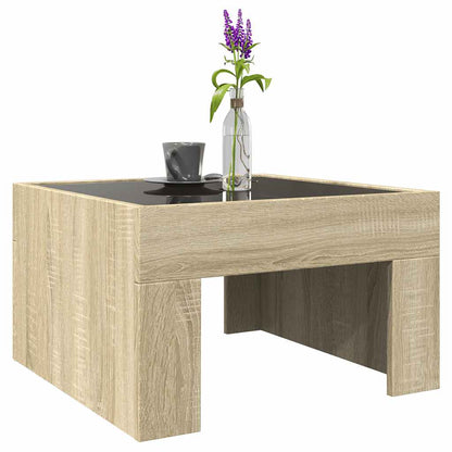 Tavolino da Salotto con LED Infinity Rovere Sonoma 50x50x30 cm | homemem39