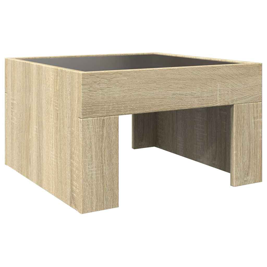Tavolino da Salotto con LED Infinity Rovere Sonoma 50x50x30 cm | homemem39
