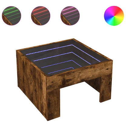 Tavolino da Salotto con LED Infinity Rovere Fumo 50x50x30 cm | homemem39