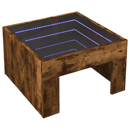 Tavolino da Salotto con LED Infinity Rovere Fumo 50x50x30 cm | homemem39